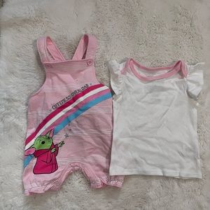 Star Wars short overalls set 6-9mo